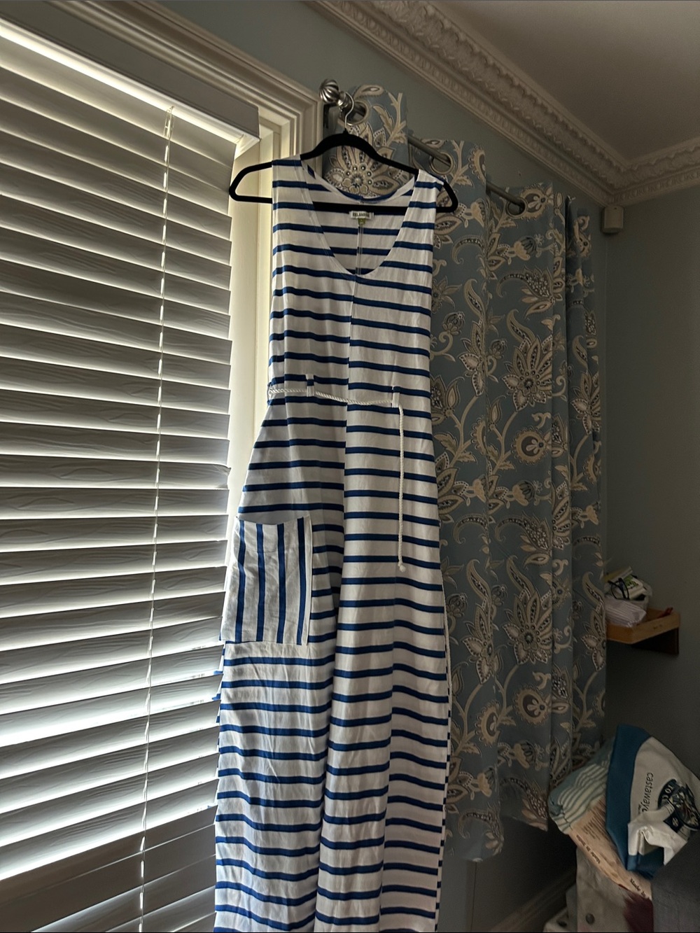 Striped Blue and White Sleeveless pant suit